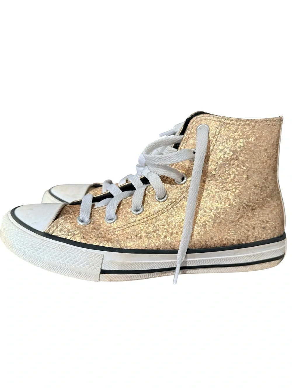 Converse Chuck Taylor All Star Gold Glitter High Top Sneakers Kids Size 2 Youth